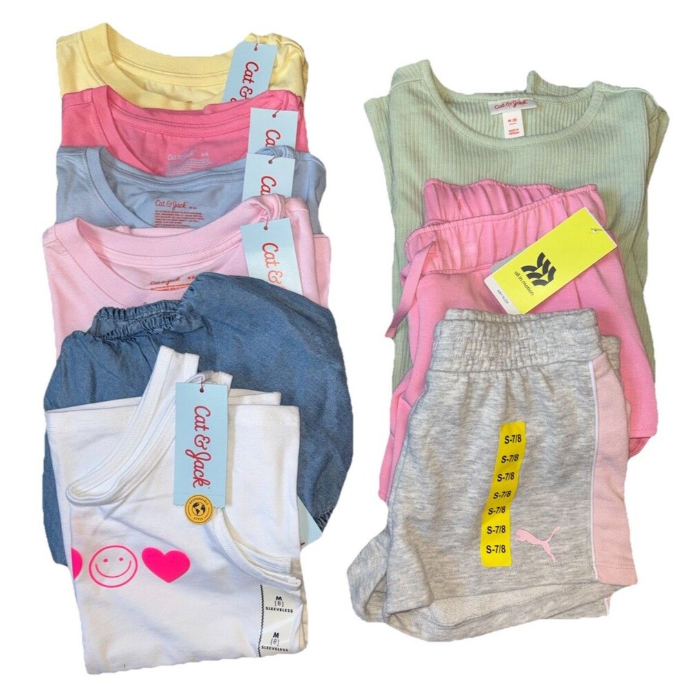 Cat & Jack All In Motion Puma Girl’s Sixe 8 Clothing Lot 9 Pcs NWT